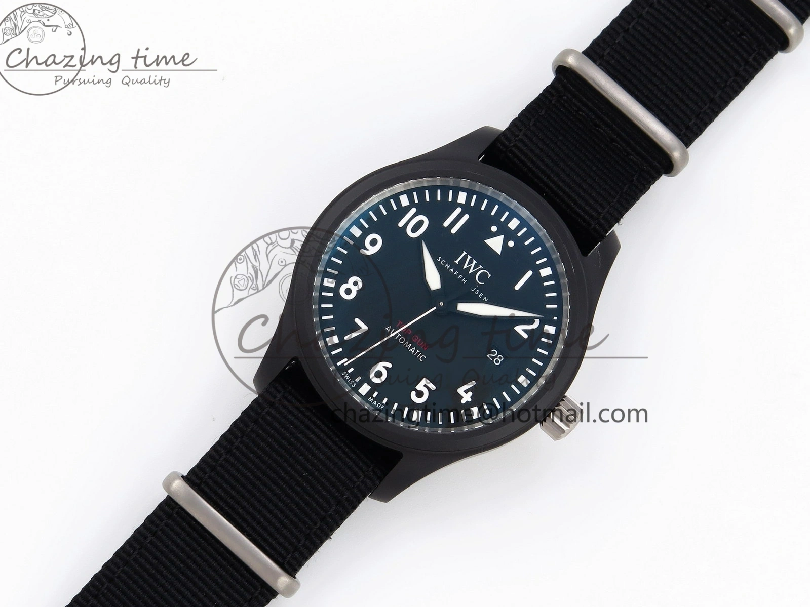 MIROTIME 0208 FreshLook Pilot’s Watch Top Gun Black Ceramic IW326901 ZF 1:1 Best Edition on Black Nylon Strap A 7026